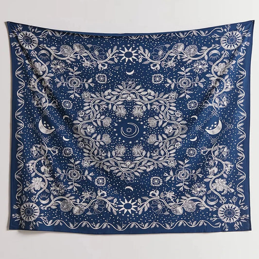 Botanical Celestial Moon Phase Tapestry