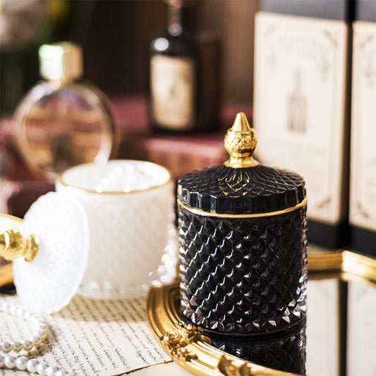 Luxury Glass Storage Jar with Lid โ Aromatherapy, Cotton Swab & Jewelry Organizer