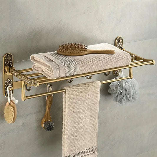 Foldable Antique Brass Aluminum Towel Rack