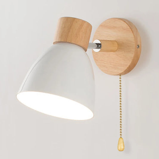 Nordic Wooden Wall Lamp with Switch