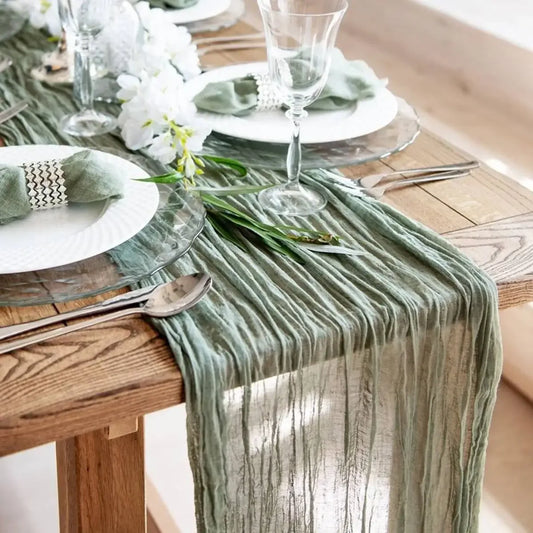 Sage Gauze Table Runner