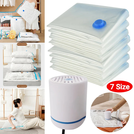 7 Sizes Reusable Vacuum Bags with Electric Pump