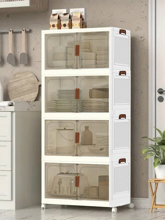 5-Layer Stackable Plastic Storage Boxes with Wheels โ Foldable Containers with Lids
