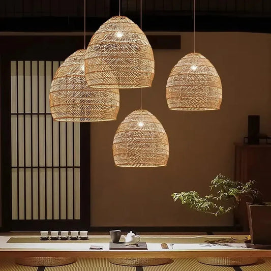 Japanese Style Handmade Wooden Pendant Light