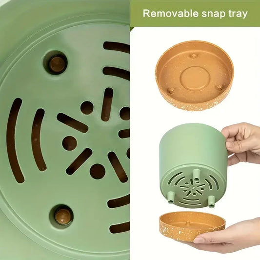 2Pcs 4.7-Inch Round Plastic Flower Pots with Tray