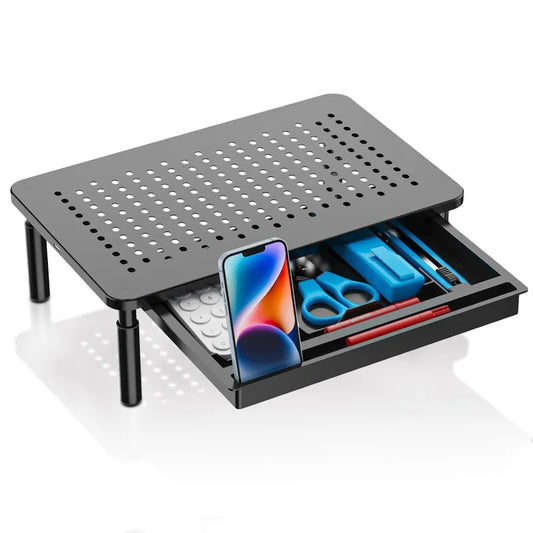 Adjustable Monitor Stand with Storage Drawer
