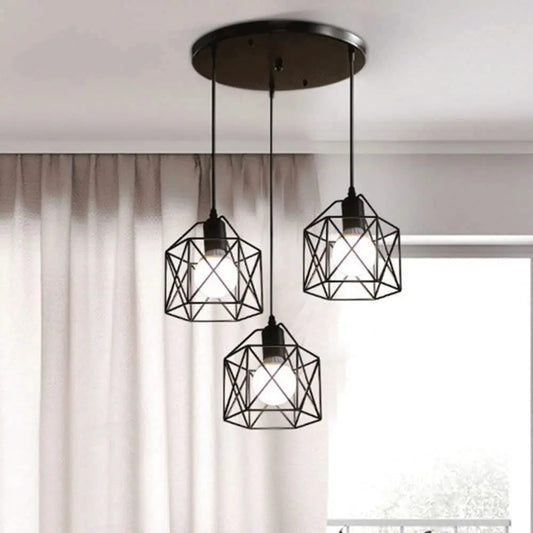 Vintage 3-Head Hanging Pendant Lamp