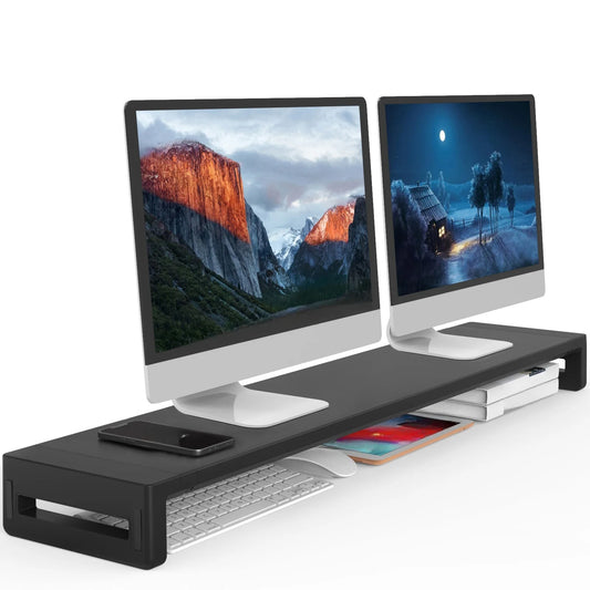 Dual Monitor Stand with Printer & Laptop Support