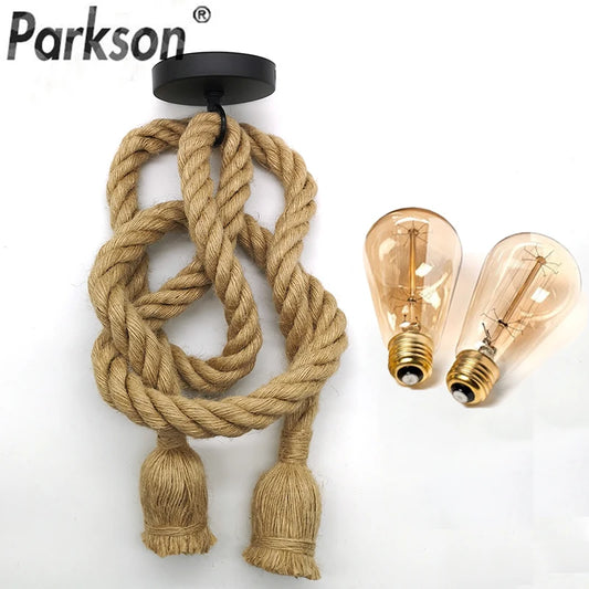 Retro Hemp Rope E27 Pendant Light