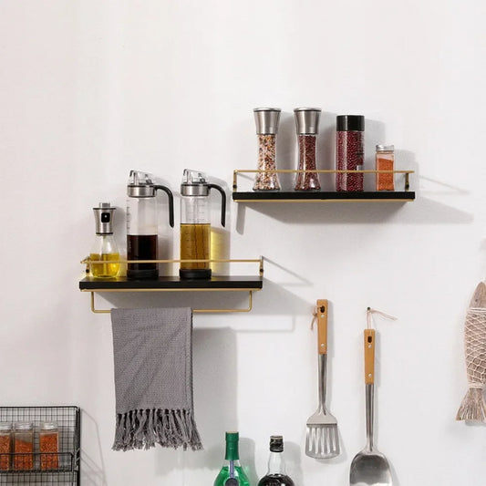 Wall-Mounted Wooden Bathroom Storage Rack