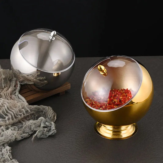 Stainless Steel Oblique Sauce Bowl with Lid – Hot Pot & Buffet Seasoning Container