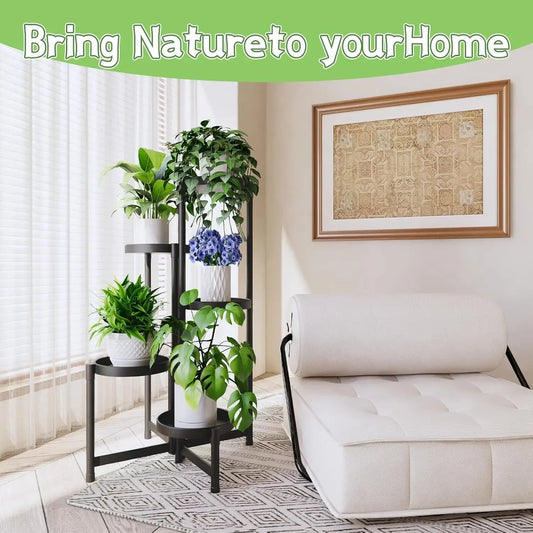 5-Tier Metal Plant Stand – Indoor & Outdoor Corner Shelf