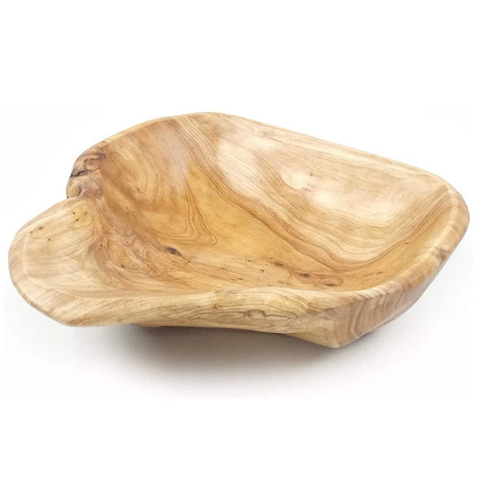 Hand-Carved Wooden Fruit & Salad Bowl โ Natural Root Wood (15โ19cm)
