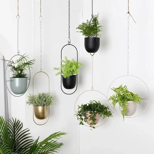 Nordic Iron Hanging Flower Pots – Wall Mounted Succulent & Plant Basket