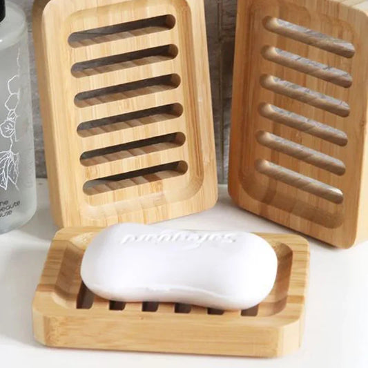 Natural Bamboo Soap Box with Drain Tray
