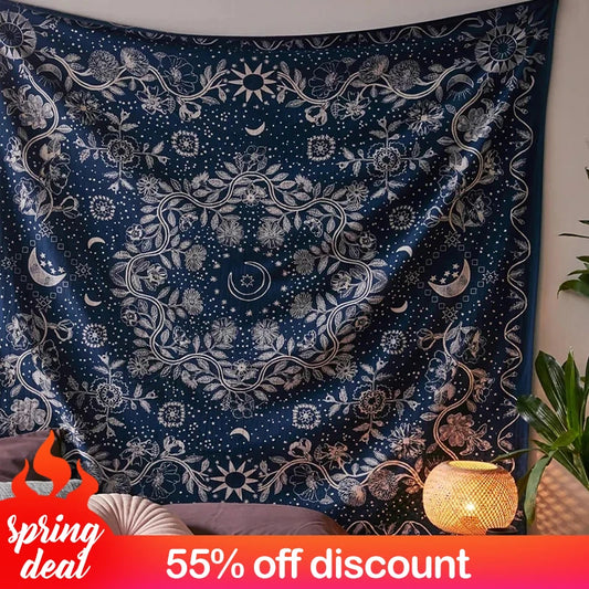 Botanical Celestial Moon Phase Tapestry