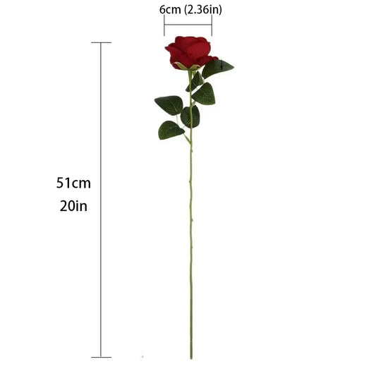 Artificial Red Rose Flower Branch โ Realistic Fake Roses for Home