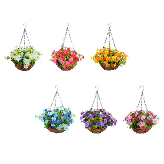 Artificial Hanging Flower Basket – Lifelike Floral Decoration for Home & Garden