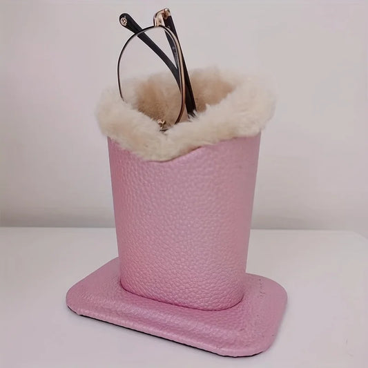 Plush-Lined PU Glasses Case