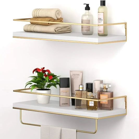 Wall-Mounted Wooden Bathroom Storage Rack