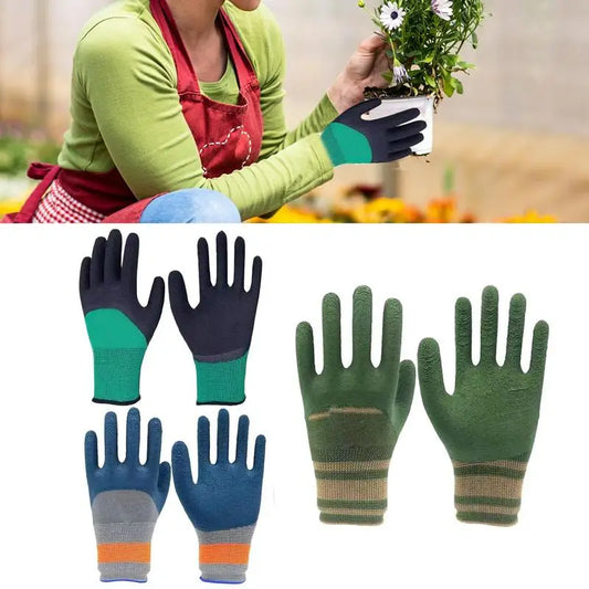 1 Pair Gardening Gloves โ Latex Waterproof, Non-Slip Protective Gloves