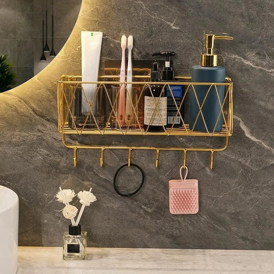 Wall-Mounted Shower Caddy Basket Shelf