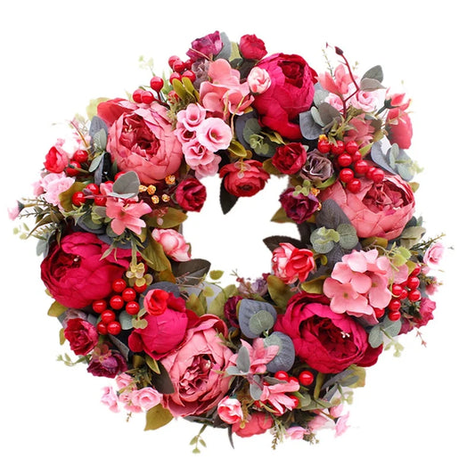 40cm Silk Peony Door Wreath