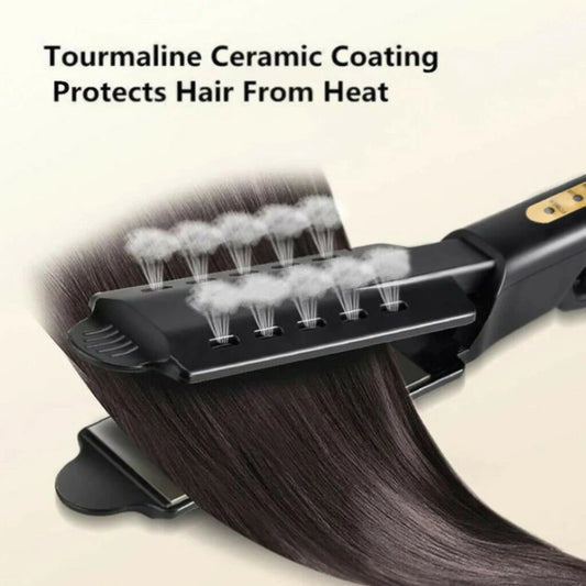 Ceramic Tourmaline Ionic Hair Straightener – 4-Gear Adjustable Flat Iron with Wide Plates