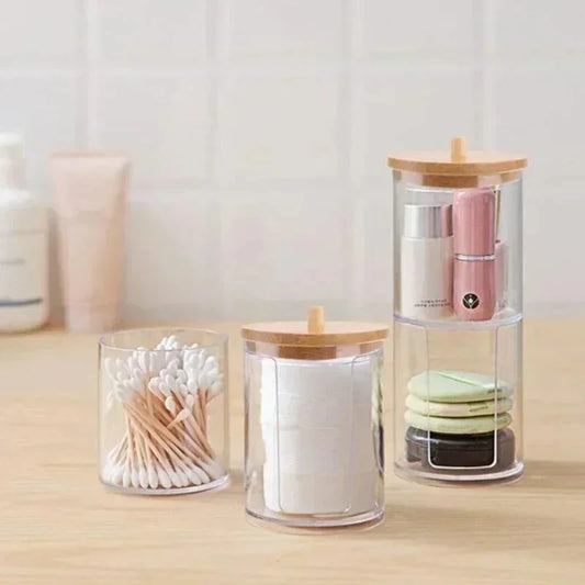 Acrylic Bathroom Storage Jar with Bamboo Lid