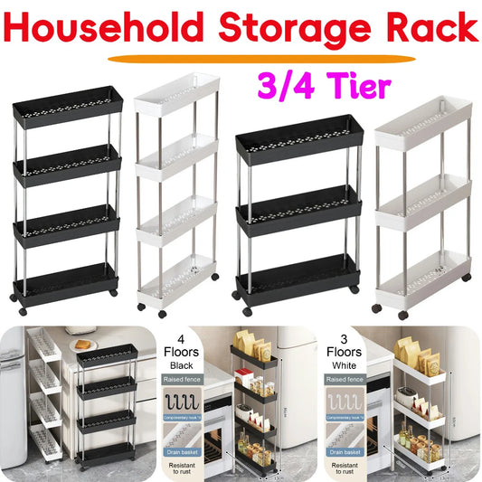 3/4-Layer Rolling Bathroom Storage Trolley