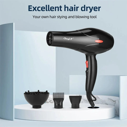 CkeyiN 1600W Professional Hair Dryer โ Negative Ion Blow Dryer with Diffuser & Concentrator