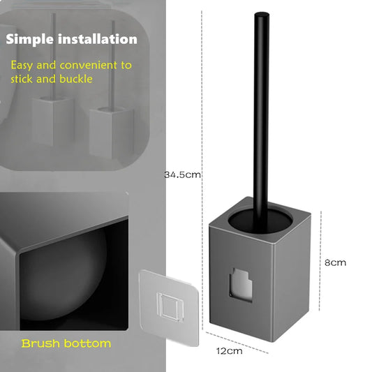 Wall-Mounted Aluminum Toilet Brush & Holder Set