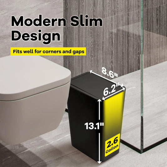 10L Bathroom Trash Can with Press-Top Lid