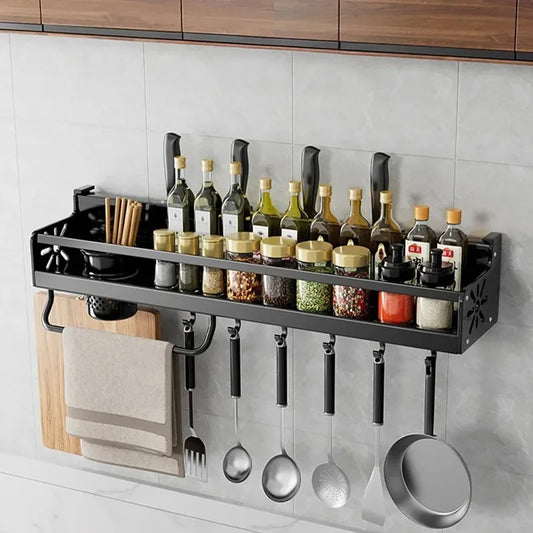 Black No-Punch Kitchen Shelf