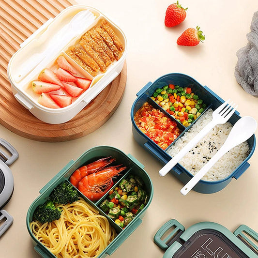 1200ML 2-Layer Bento Lunch Box with Utensils