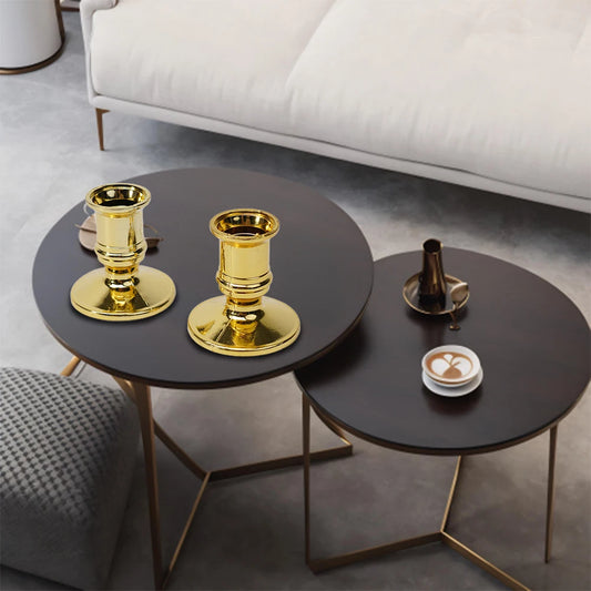 2PCS Silver & Gold Taper Candle Holders