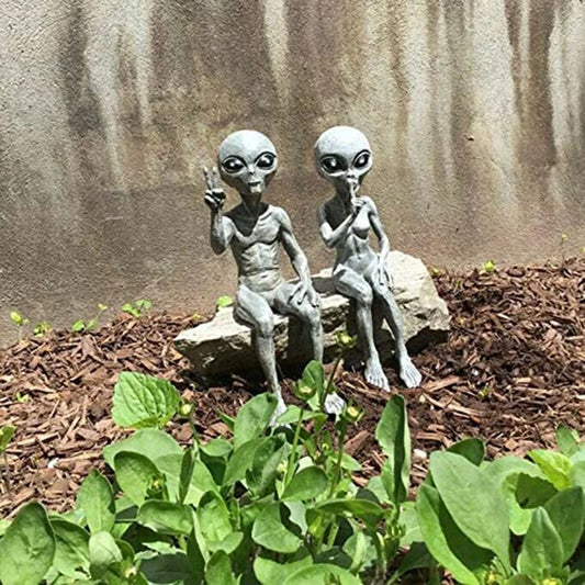 Outer Space Alien Statue Set