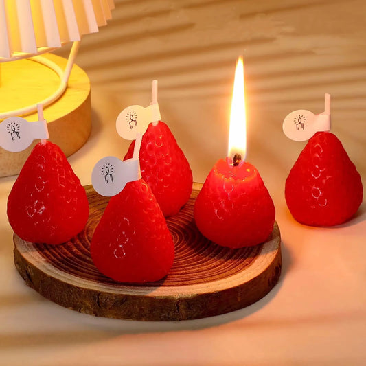 15pcs Strawberry Shaped Scented Candles – Handmade Fruit Aroma Gift Set