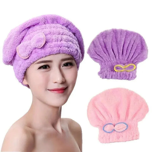 Microfibre Quick-Dry Hair Towel Wrap – Bowknot Bath Cap for Women