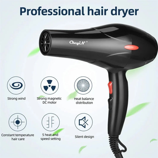 CkeyiN 1600W Professional Hair Dryer โ Negative Ion Blow Dryer with Diffuser & Concentrator