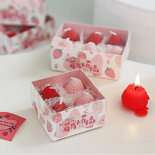 Strawberry Scented Soy Wax Candle – Creative Cake Design Gift Candle