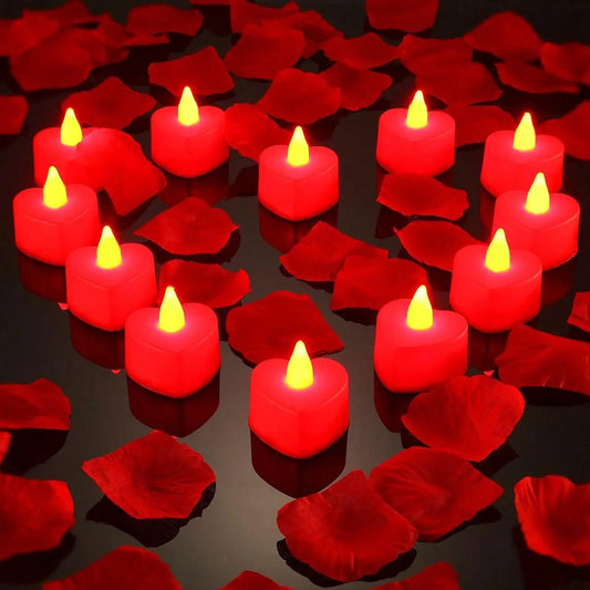 24pcs Heart-Shaped LED Flameless Tealight Candles