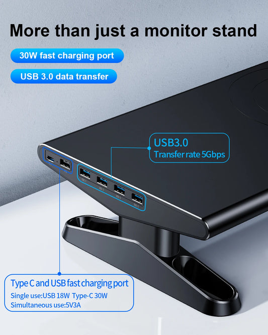 Adjustable Monitor Stand with USB Hub