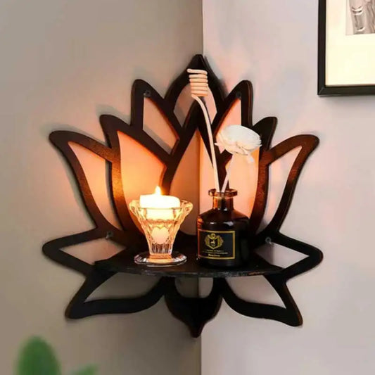 Wooden Lotus Hollow Wall Shelf