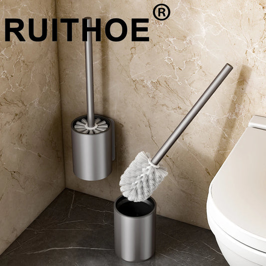 Wall-Mounted Silicone Toilet Brush with Holder