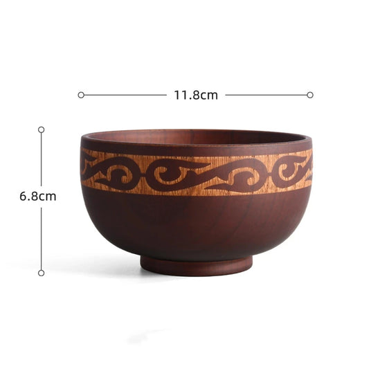 Japanese Style Wooden Rice & Soup Bowl โ Natural Wood Tableware