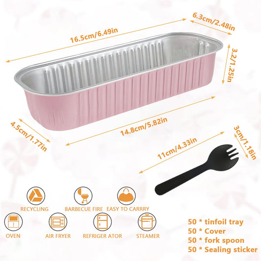 50 Set Mini Aluminum Loaf Pans with Lids & Spoons