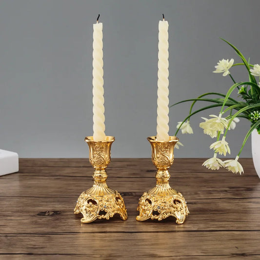2Pcs Gold & Silver Candle Holders