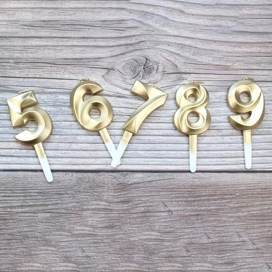 3D Gold Diamond Number Candles – Large Birthday & Anniversary Cake Topper