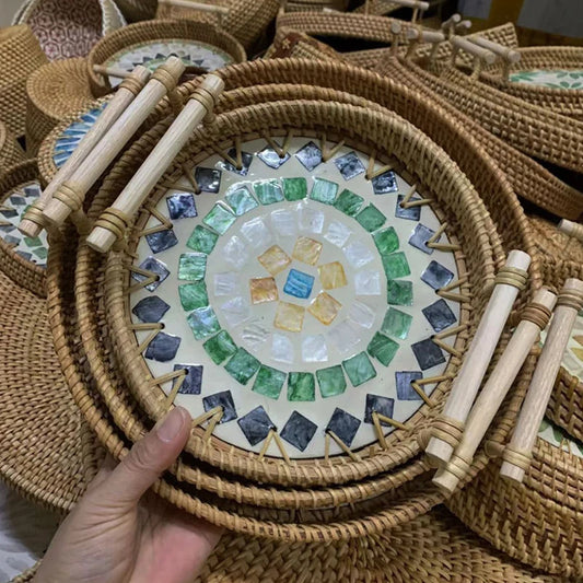 Vintage Rattan Woven Tray